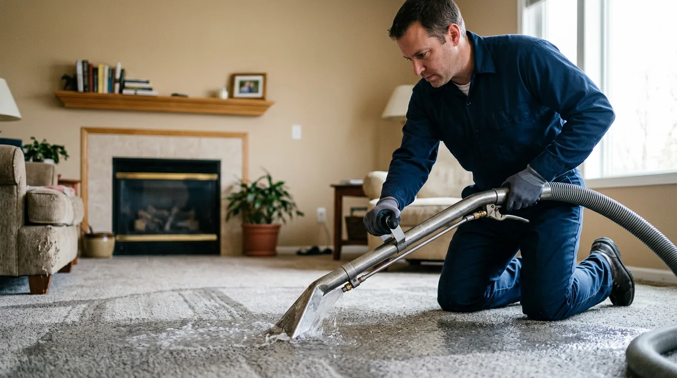 Water damage restoration technician working near Spencer, NY